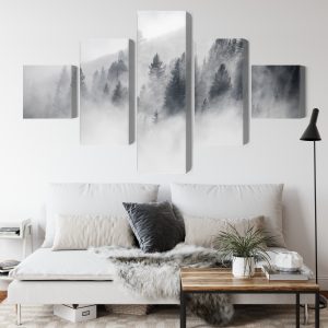 Peinture en plusieurs parties La Forêt Est Enveloppée De Brouillard – Image 4