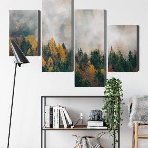 Peinture en plusieurs parties Forêt D'automne Dans Le Brouillard 3D – Image 9