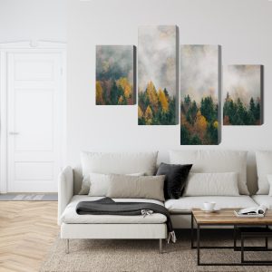 Peinture en plusieurs parties Forêt D'automne Dans Le Brouillard 3D – Image 6