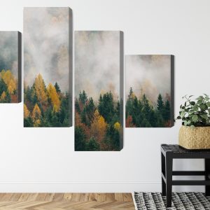Peinture en plusieurs parties Forêt D'automne Dans Le Brouillard 3D – Image 8