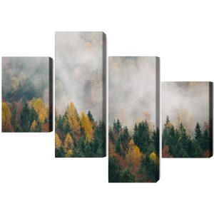 Peinture en plusieurs parties Forêt D'automne Dans Le Brouillard 3D – Image 2