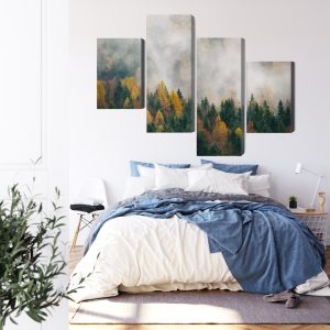 Peinture en plusieurs parties Forêt D'automne Dans Le Brouillard 3D – Image 3