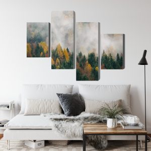 Peinture en plusieurs parties Forêt D'automne Dans Le Brouillard 3D – Image 4