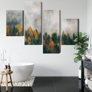 Peinture en plusieurs parties Forêt D'automne Dans Le Brouillard 3D – Image 5