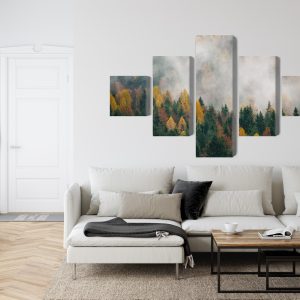 Peinture en plusieurs parties Forêt D'automne Dans Le Brouillard 3D – Image 6