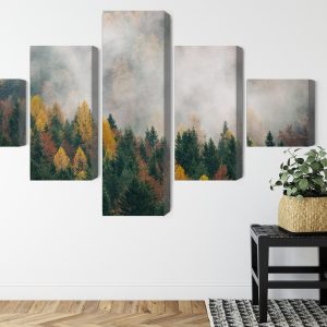 Peinture en plusieurs parties Forêt D'automne Dans Le Brouillard 3D – Image 8