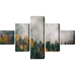 Peinture en plusieurs parties Forêt D'automne Dans Le Brouillard 3D – Image 2