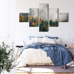 Peinture en plusieurs parties Forêt D'automne Dans Le Brouillard 3D – Image 3