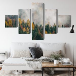 Peinture en plusieurs parties Forêt D'automne Dans Le Brouillard 3D – Image 4