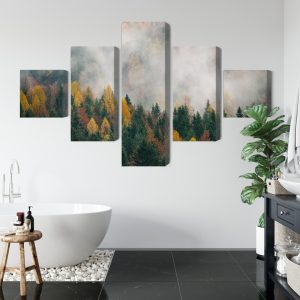 Peinture en plusieurs parties Forêt D'automne Dans Le Brouillard 3D – Image 5