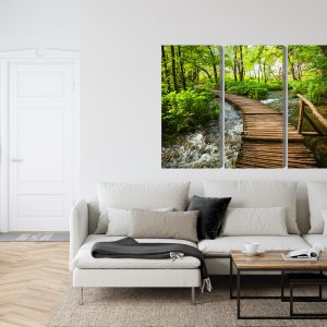 Peinture en plusieurs parties Jetée En Bois Dans La Forêt – Image 6