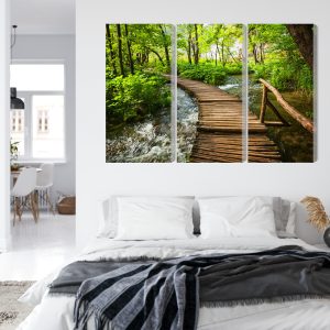 Peinture en plusieurs parties Jetée En Bois Dans La Forêt – Image 7