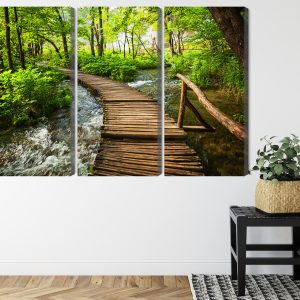Peinture en plusieurs parties Jetée En Bois Dans La Forêt – Image 8