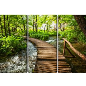 Peinture en plusieurs parties Jetée En Bois Dans La Forêt – Image 2