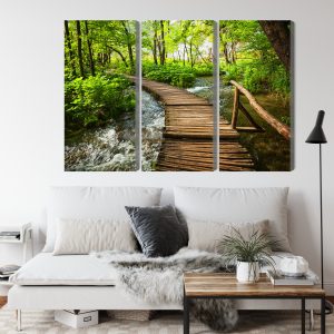 Peinture en plusieurs parties Jetée En Bois Dans La Forêt – Image 4