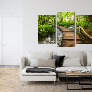 Peinture en plusieurs parties Pont En Bois Dans Une Forêt – Image 6