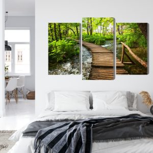Peinture en plusieurs parties Pont En Bois Dans Une Forêt – Image 7
