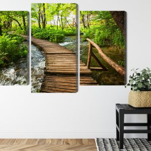 Peinture en plusieurs parties Pont En Bois Dans Une Forêt – Image 8