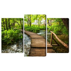 Peinture en plusieurs parties Pont En Bois Dans Une Forêt – Image 2
