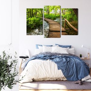 Peinture en plusieurs parties Pont En Bois Dans Une Forêt – Image 3