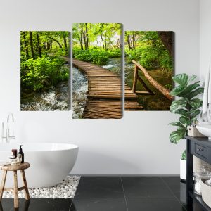 Peinture en plusieurs parties Pont En Bois Dans Une Forêt – Image 5