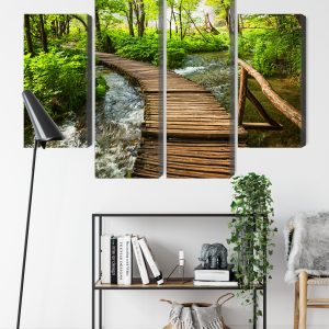 Peinture en plusieurs parties Jetée En Bois Dans La Forêt – Image 9