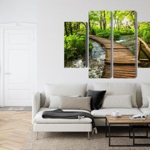 Peinture en plusieurs parties Jetée En Bois Dans La Forêt – Image 6