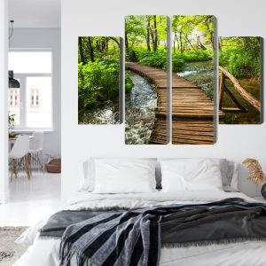 Peinture en plusieurs parties Jetée En Bois Dans La Forêt – Image 7