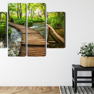 Peinture en plusieurs parties Jetée En Bois Dans La Forêt – Image 8