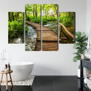 Peinture en plusieurs parties Jetée En Bois Dans La Forêt – Image 5