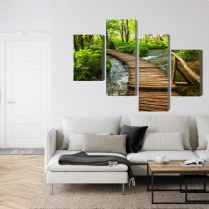 Peinture en plusieurs parties Jetée En Bois Dans La Forêt – Image 6