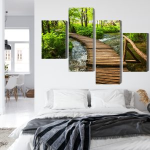 Peinture en plusieurs parties Jetée En Bois Dans La Forêt – Image 7