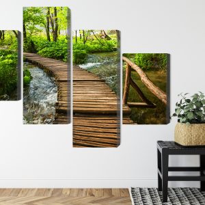 Peinture en plusieurs parties Jetée En Bois Dans La Forêt – Image 8
