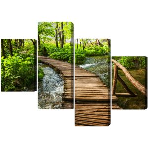Peinture en plusieurs parties Jetée En Bois Dans La Forêt – Image 2
