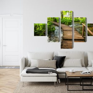 Peinture en plusieurs parties Jetée En Bois Dans La Forêt – Image 6