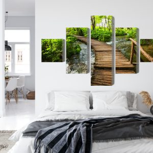 Peinture en plusieurs parties Jetée En Bois Dans La Forêt – Image 7