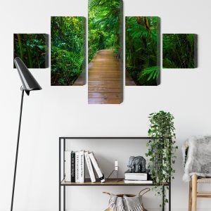 Peinture en plusieurs parties Pont En Bois Dans Une Forêt Tropicale 3D – Image 9