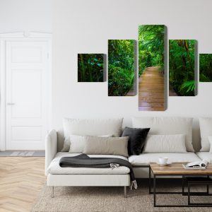 Peinture en plusieurs parties Pont En Bois Dans Une Forêt Tropicale 3D – Image 6
