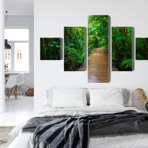 Peinture en plusieurs parties Pont En Bois Dans Une Forêt Tropicale 3D – Image 7