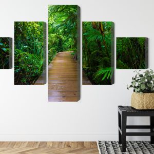 Peinture en plusieurs parties Pont En Bois Dans Une Forêt Tropicale 3D – Image 8