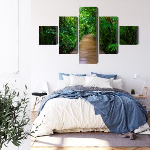 Peinture en plusieurs parties Pont En Bois Dans Une Forêt Tropicale 3D – Image 3