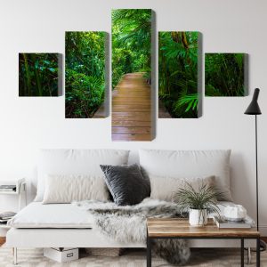 Peinture en plusieurs parties Pont En Bois Dans Une Forêt Tropicale 3D – Image 4