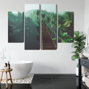 Peinture en plusieurs parties Pont De Singe Dans La Jungle 3D – Image 5