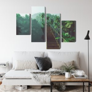 Peinture en plusieurs parties Pont De Singe Dans La Jungle 3D – Image 4