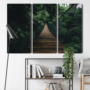 Peinture en plusieurs parties Pont Suspendu En Bois Dans La Forêt – Image 9