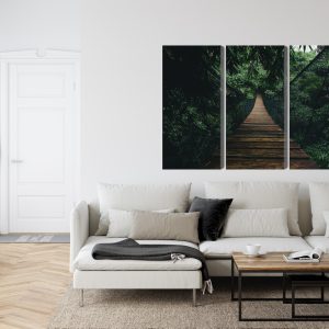 Peinture en plusieurs parties Pont Suspendu En Bois Dans La Forêt – Image 6