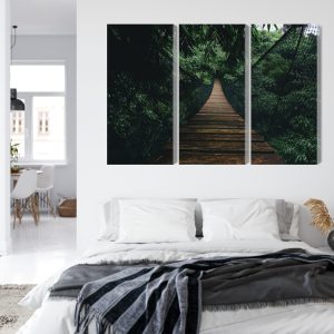 Peinture en plusieurs parties Pont Suspendu En Bois Dans La Forêt – Image 7
