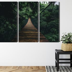 Peinture en plusieurs parties Pont Suspendu En Bois Dans La Forêt – Image 8