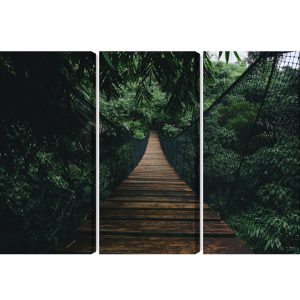 Peinture en plusieurs parties Pont Suspendu En Bois Dans La Forêt – Image 2