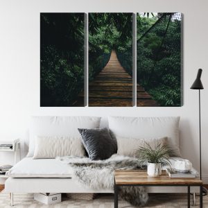 Peinture en plusieurs parties Pont Suspendu En Bois Dans La Forêt – Image 4
